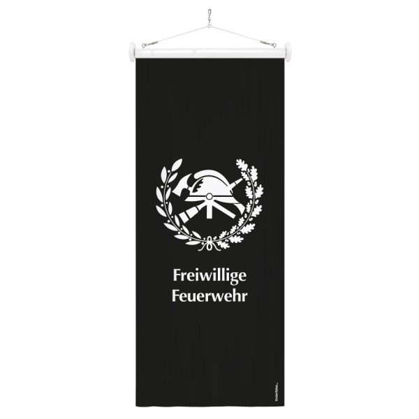 Feuerwehr-Bannerfahne Schwarz mit FF Symbol und Freiwillige Feuerwehr