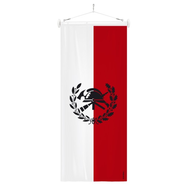 Feuerwehr-Bannerfahne Weiß-Rot mit FF Symbol
