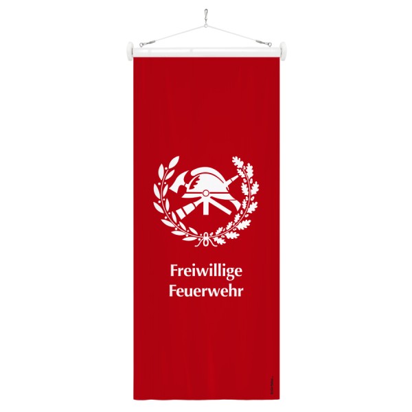 Feuerwehr-Bannerfahne Rot mit FF Symbol und Freiwillige Feuerwehr