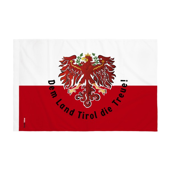 Tiroler-Kleinflagge mit dem Land Tirol die Treue - Hohlsaum