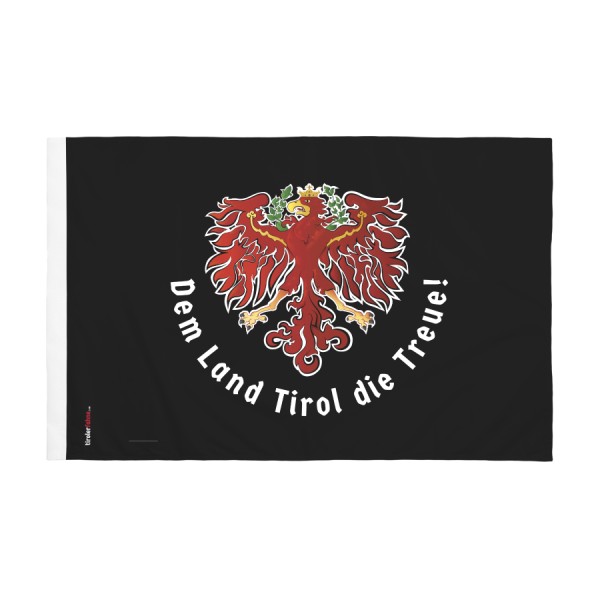 Tiroler-Kleinflagge schwarz mit dem Land Tirol die Treue - Hohlsaum