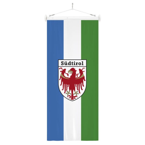 Ladinien-Bannerfahne mit Landeswappen und Südtirol - tirolerfahne.com