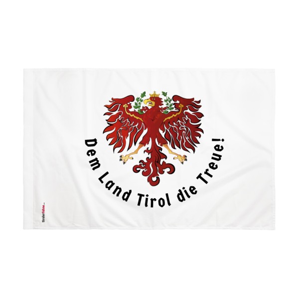 Tiroler-Kleinflagge weiss mit dem Land Tirol die Treue - Hohlsaum